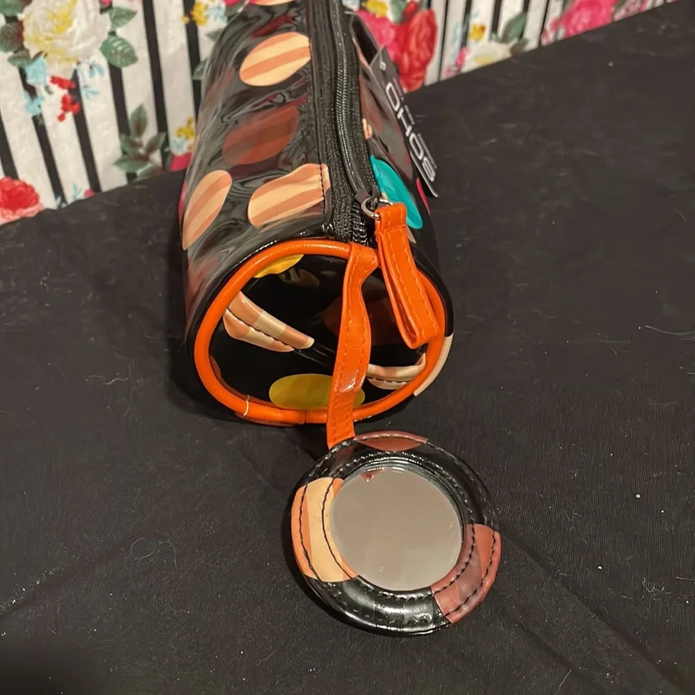 3/ $12 🌻 NWT! small striped polka dot makeup pouch with mirror